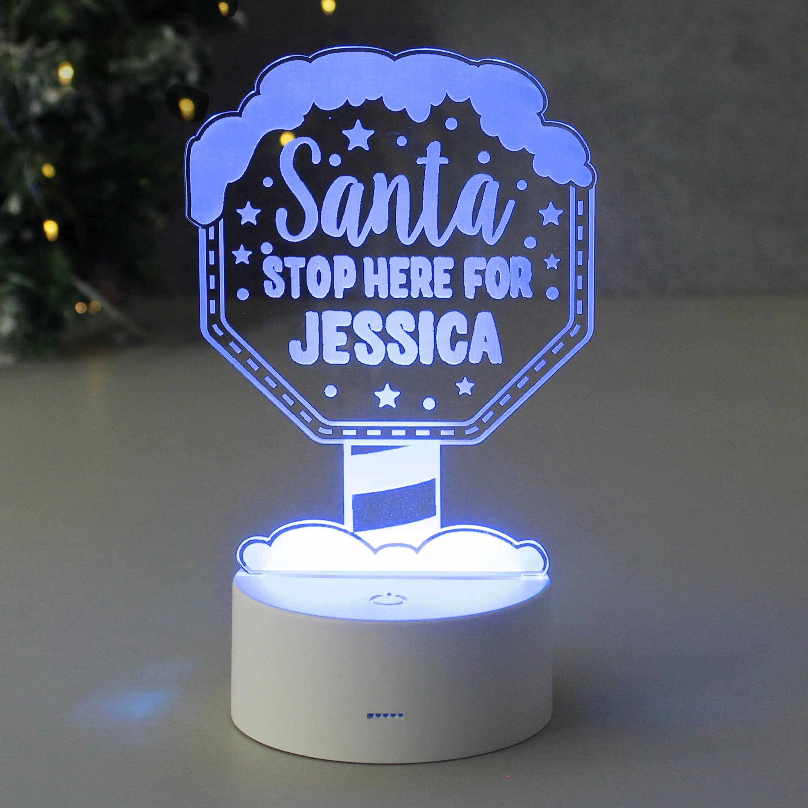 Personalised Santa Stop Here LED Colour Changing Night Light - Shop LED Lighting At Gift Moments - 1