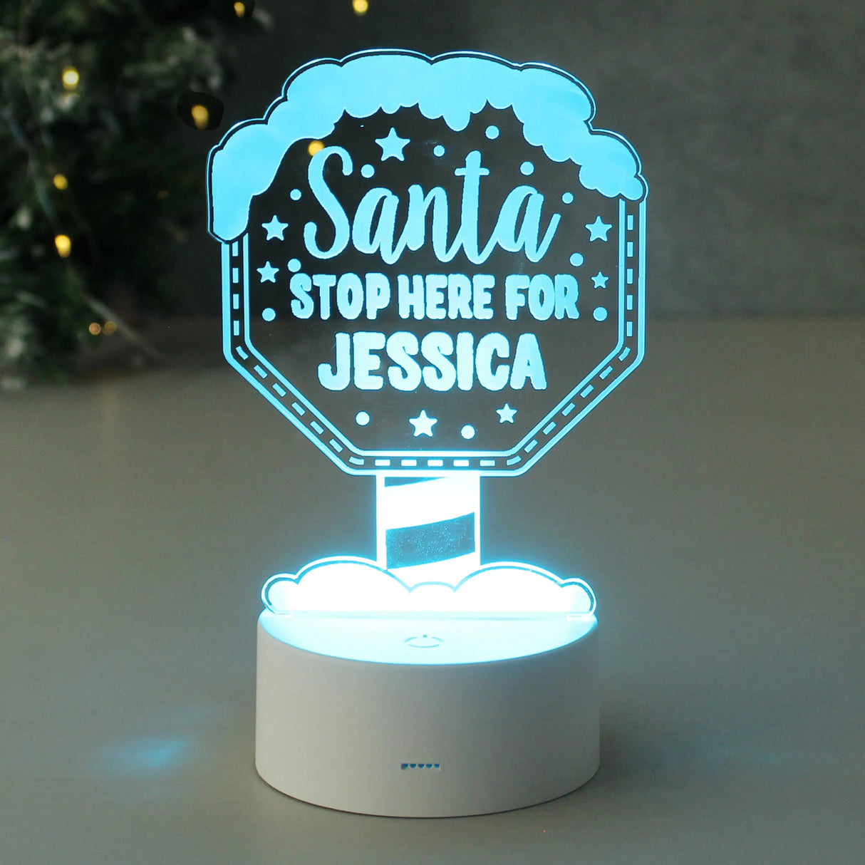 Personalised Santa Stop Here LED Colour Changing Night Light: 5 - LED Lighting By Gift Moments