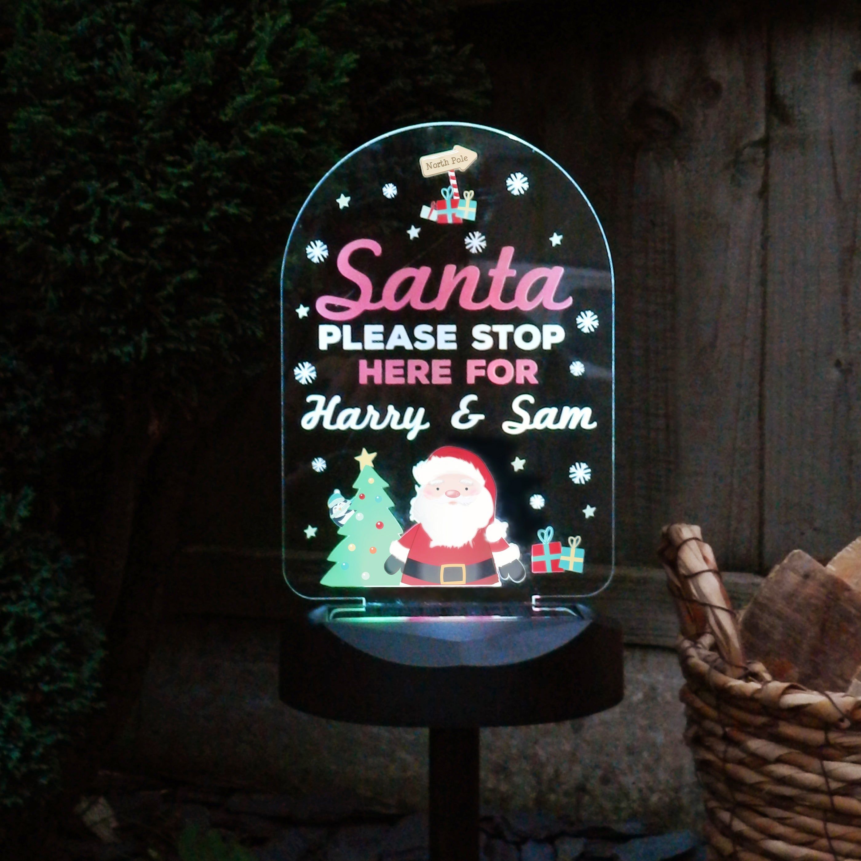 Personalised Santa Stop Here Outdoor Solar Light - Shop Solar Lights At Gift Moments - 1