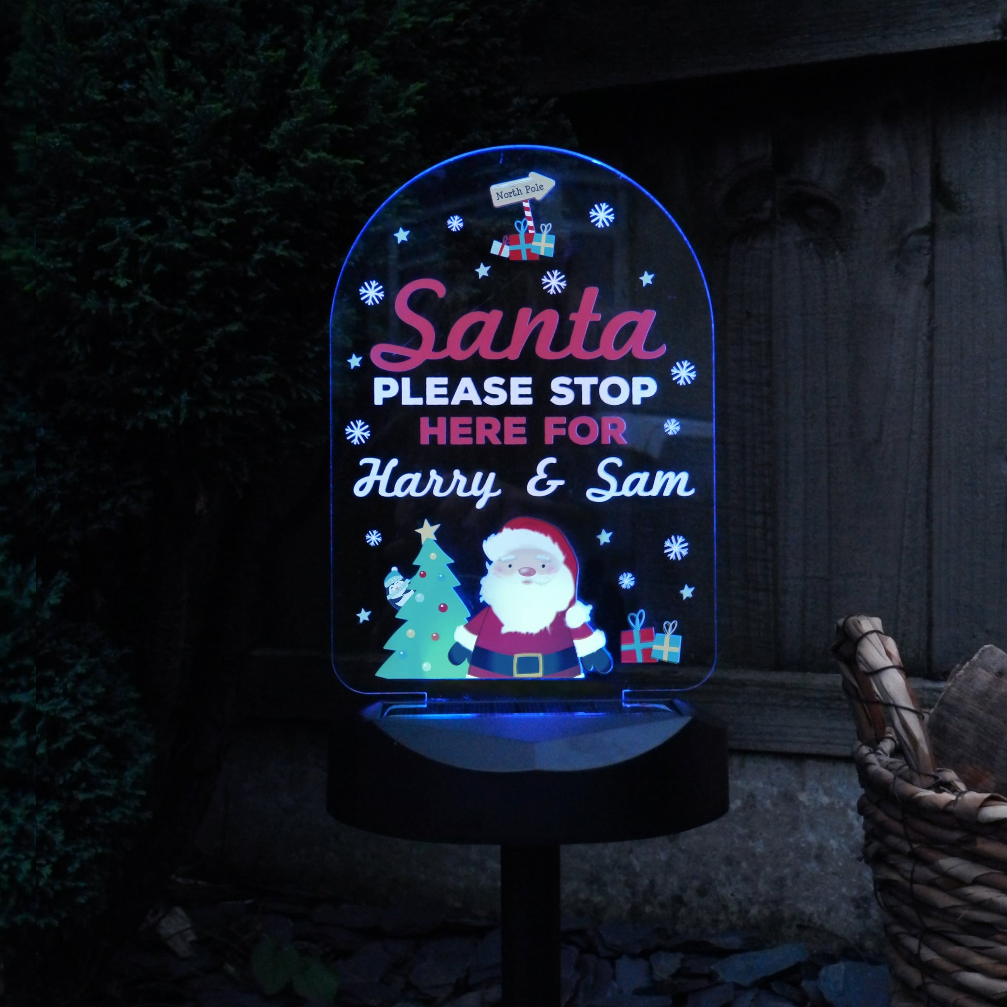 Personalised Santa Stop Here Outdoor Solar Light: 6 - Solar Lights By Gift Moments
