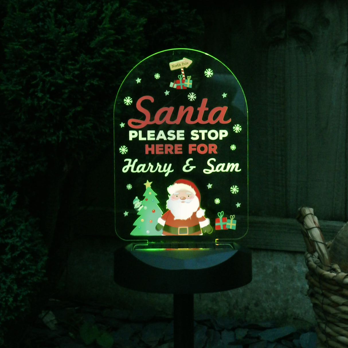 Personalised Santa Stop Here Outdoor Solar Light: 3 - Solar Lights By Gift Moments