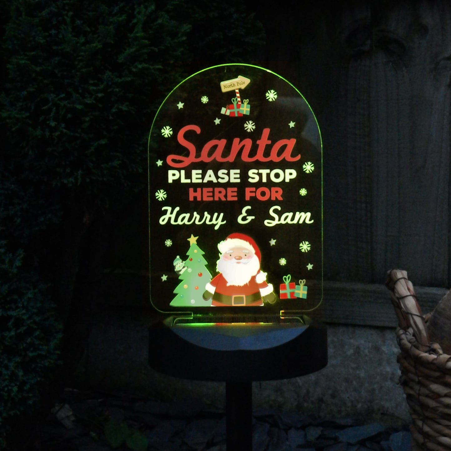 Personalised Santa Stop Here Outdoor Solar Light: 8 - Solar Lights By Gift Moments
