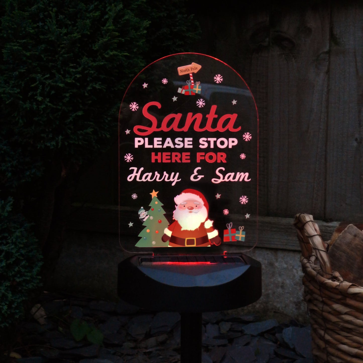 Personalised Santa Stop Here Outdoor Solar Light: 2 - Solar Lights By Gift Moments