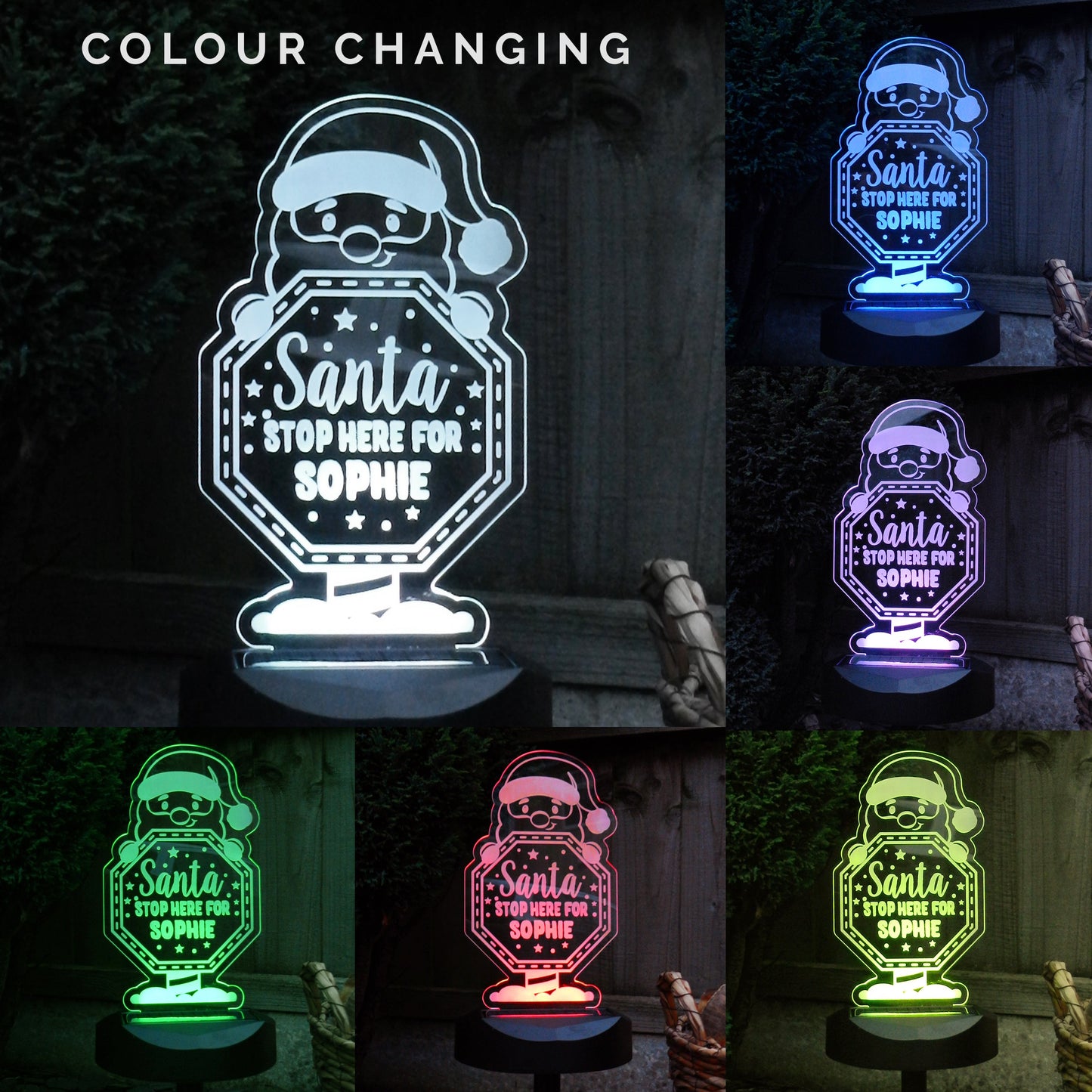 Personalised Santa Stop Here Sign Outdoor Solar Light: 5 - Solar Lights By Gift Moments