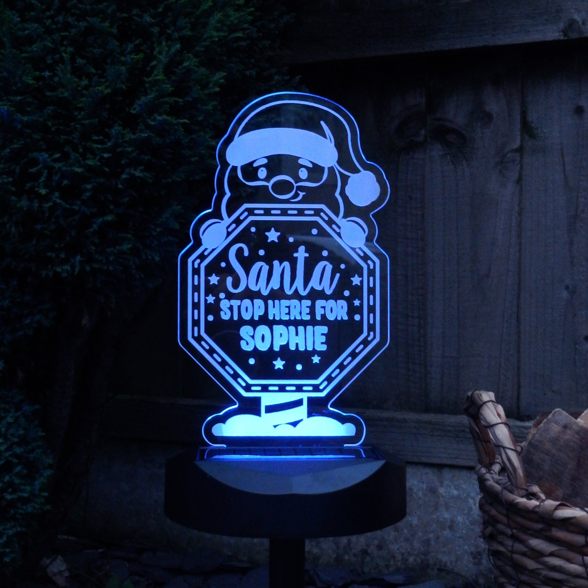 Personalised Santa Stop Here Sign Outdoor Solar Light: 9 - Solar Lights By Gift Moments