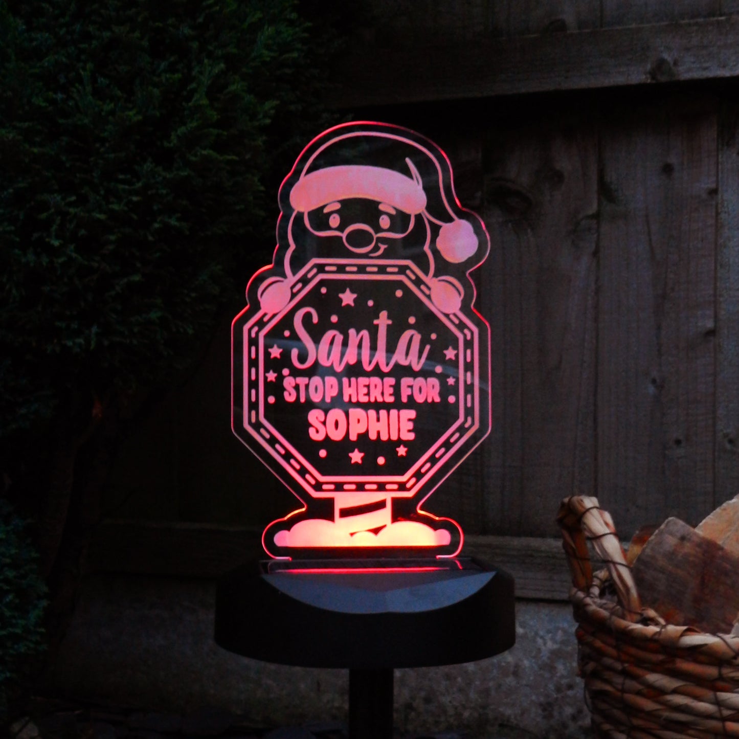 Personalised Santa Stop Here Sign Outdoor Solar Light: 1 - Solar Lights By Gift Moments