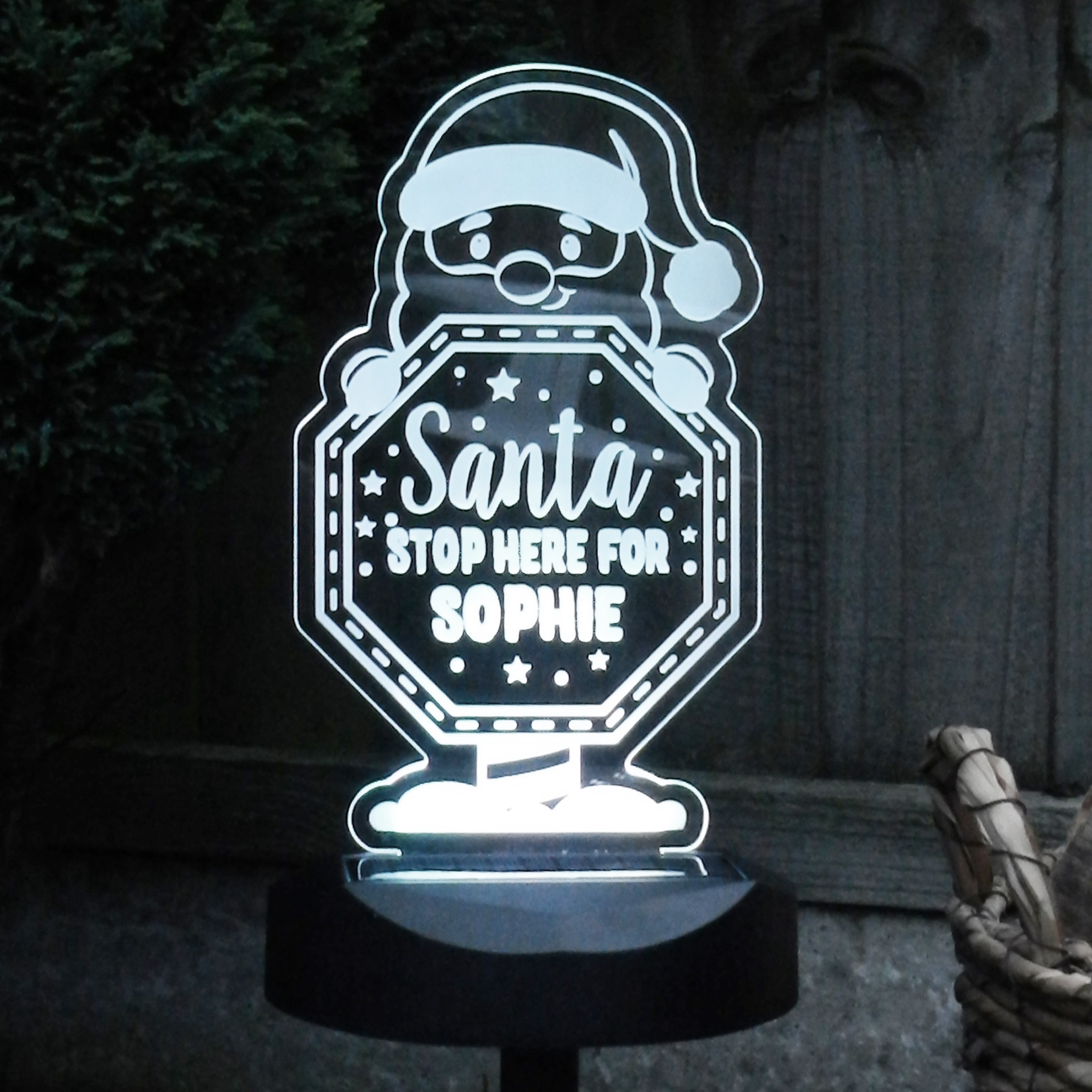 Personalised Santa Stop Here Sign Outdoor Solar Light - Shop Solar Lights At Gift Moments - 2