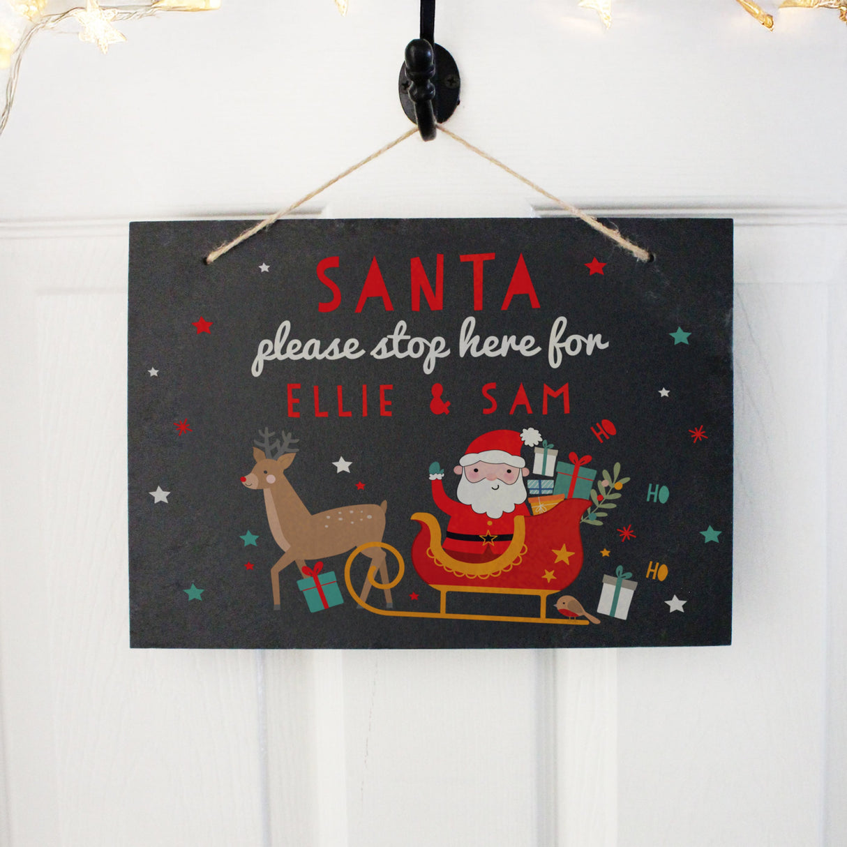 Personalised Santa Stop Here Slate Sign: 3 - Signs & Plaques By Gift Moments