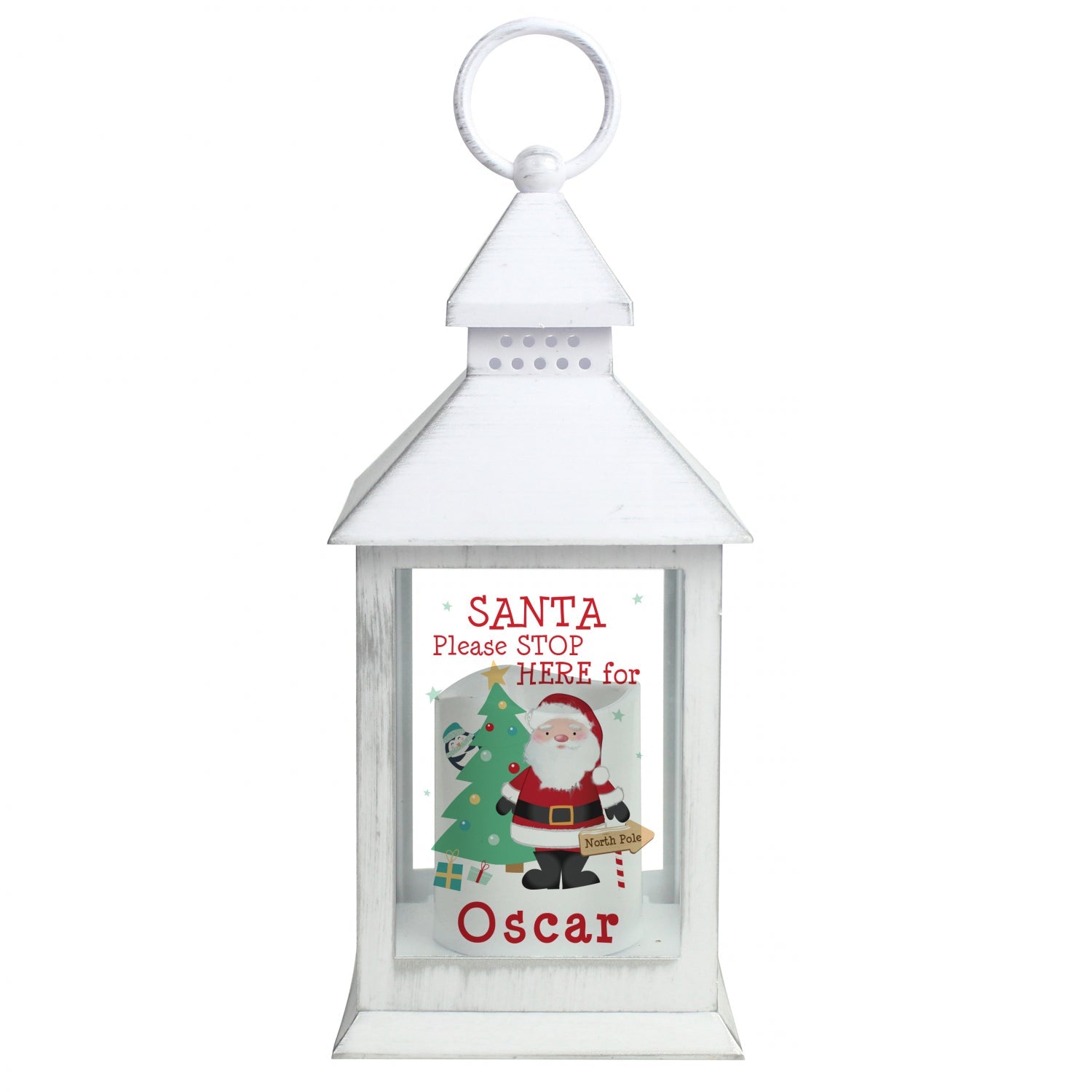 Personalised Santa White Lantern - Shop LED Lighting At Gift Moments - 4