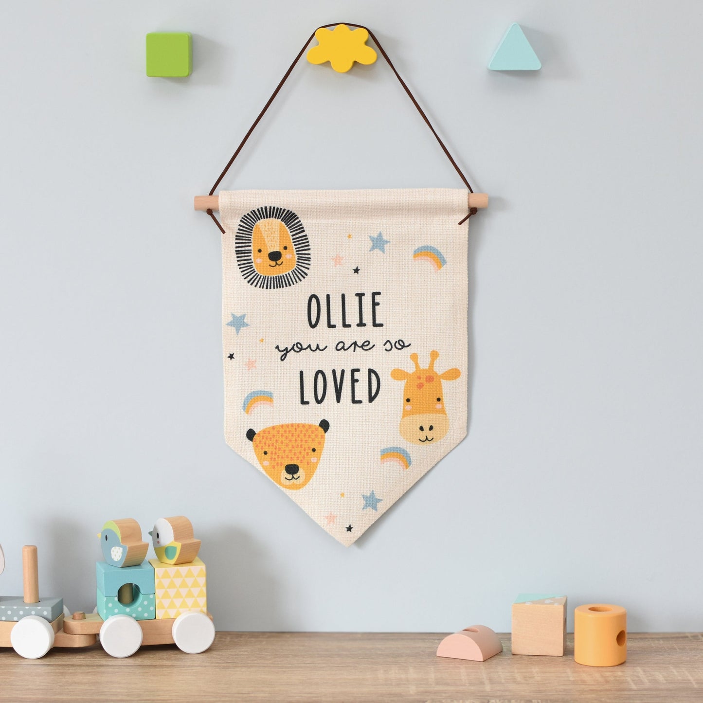 Personalised Scandi Safari Animals Hanging Banner: 2 - Banners By Gift Moments