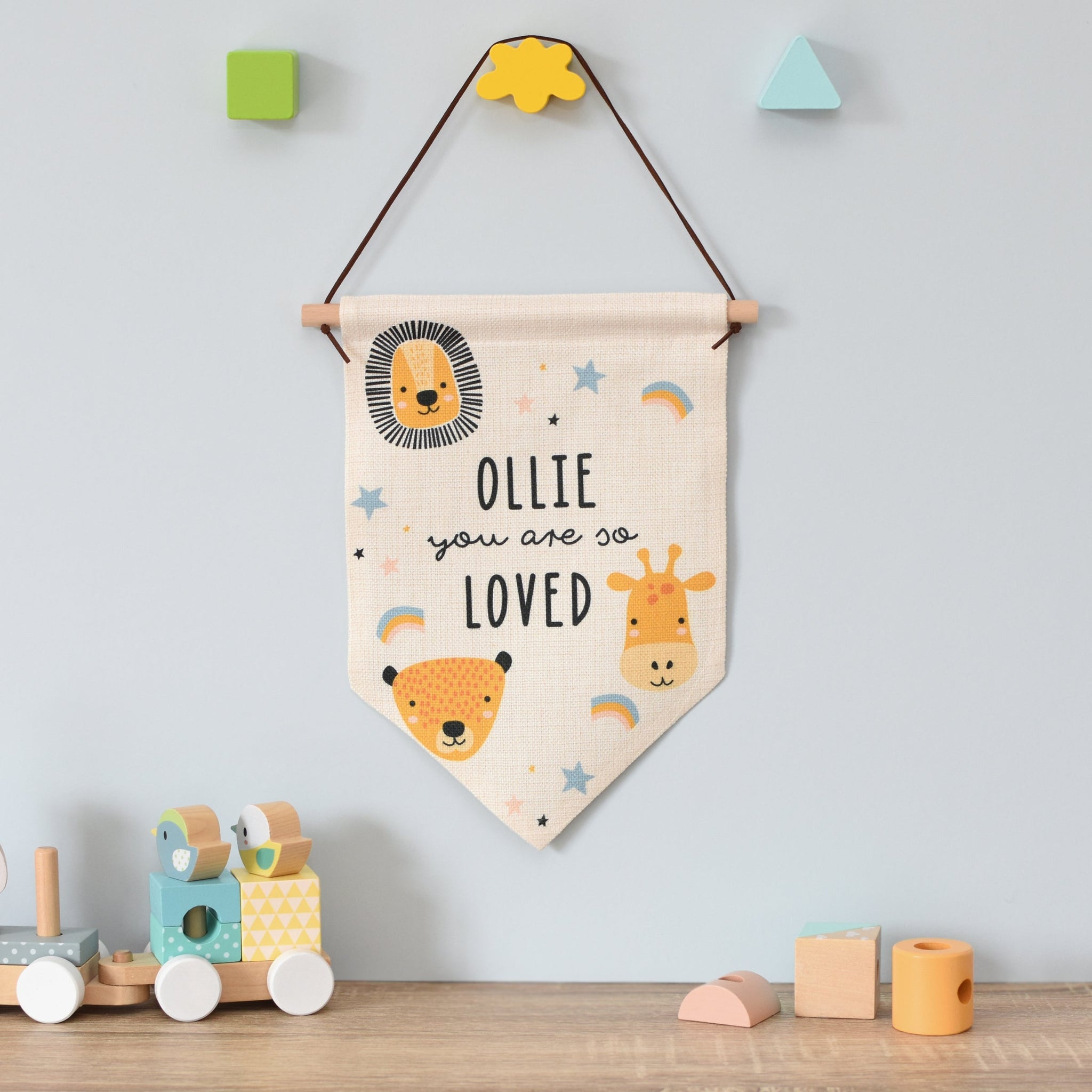 Personalised Scandi Safari Animals Hanging Banner: 2 - Banners By Gift Moments