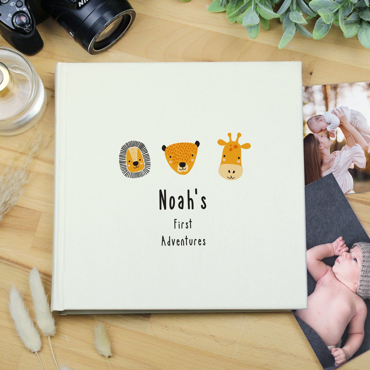 Personalised Scandi Safari Animals Square Photo Album: 7 - Photo Albums By Gift Moments