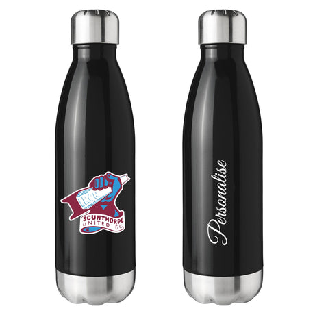 Personalised Scunthorpe United FC Crest Black Insulated Water Bottle: 1 - Water Bottles By Scunthorpe United