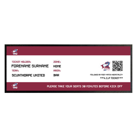 Personalised Scunthorpe United FC Ticket Bar Runner: 1 - Barware By Scunthorpe United
