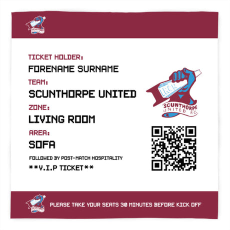 Personalised Scunthorpe United FC Ticket Fleece Blanket: 1 - Blankets By Scunthorpe United
