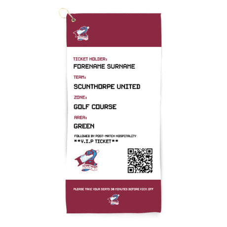 Personalised Scunthorpe United FC Ticket Golf Towel: 1 - Golf Towels By Scunthorpe United