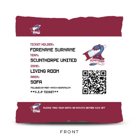Personalised Scunthorpe United Ticket 18’’ Cushion: 1 - Cushions By Scunthorpe United