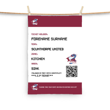 Personalised Scunthorpe United Ticket Tea Towel: 1 - Tea Towels By Scunthorpe United