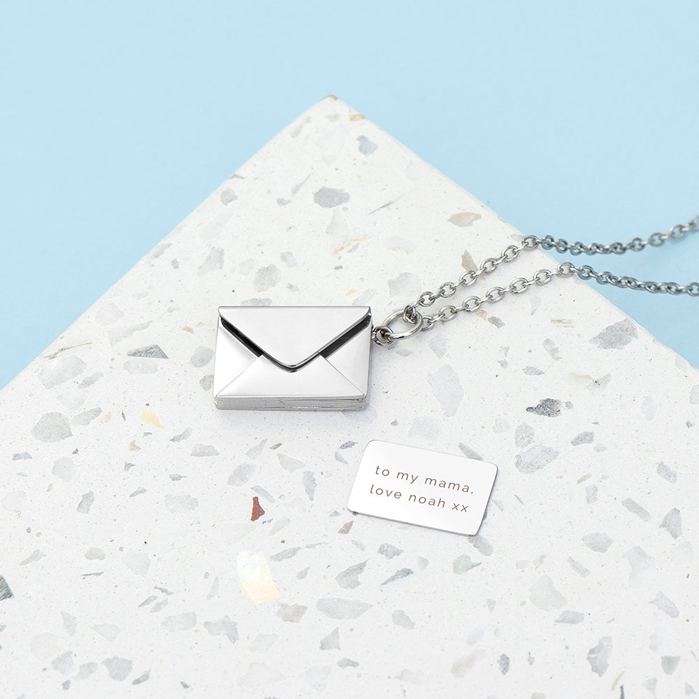 Personalised Secret Message Envelope Necklaces: 5 - Silver - Necklaces By Gift Moments