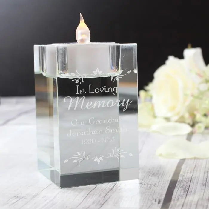 Personalised Sentiments Glass Tea Light Holder: 1 - Candle Holders By Gift Moments