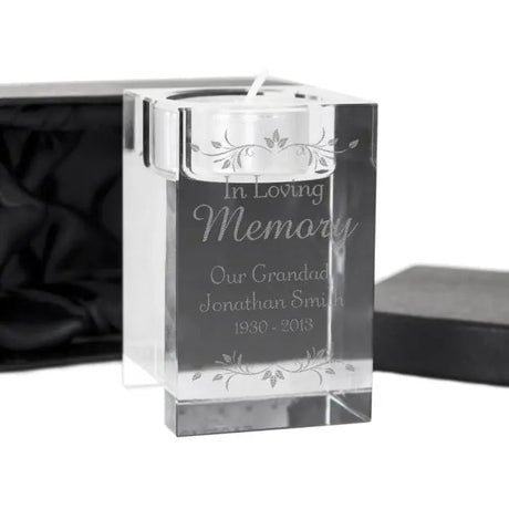 Personalised Sentiments Glass Tea Light Holder: 2 - Candle Holders By Gift Moments