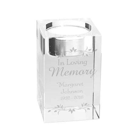 Personalised Sentiments Glass Tea Light Holder: 4 - Candle Holders By Gift Moments