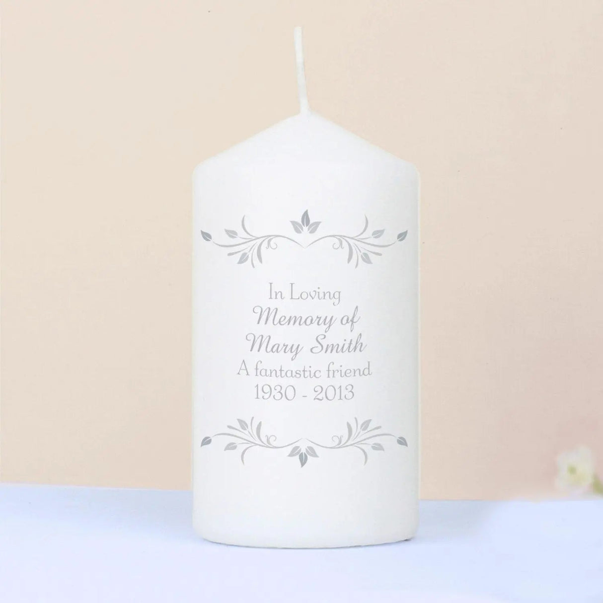 Personalised Sentiments Memorial Pillar Candle: 2 - Candles By Gift Moments