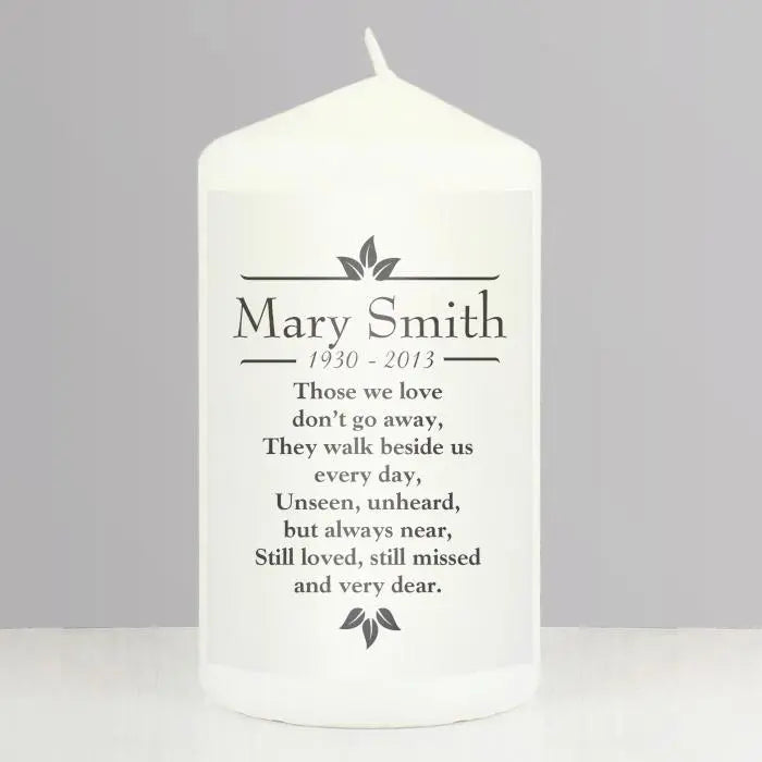 Personalised Sentiments ’Those We Love’ Pillar Candle: 2 - Candles By Gift Moments