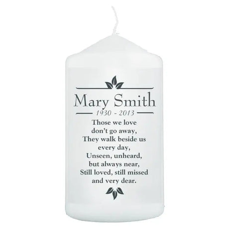 Personalised Sentiments ’Those We Love’ Pillar Candle: 3 - Candles By Gift Moments