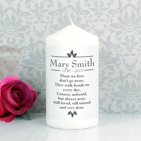 Personalised Sentiments ’Those We Love’ Pillar Candle: 5 - Candles By Gift Moments