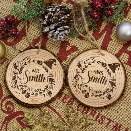 Personalised Couple’s Christmas Tree Decorations Set: 1 - Christmas Decorations By Gift Moments