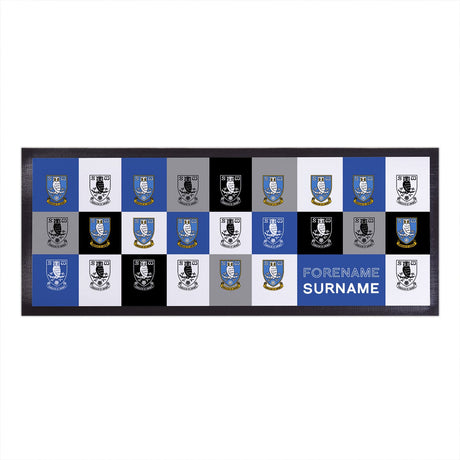 Personalised Sheffield Wednesday FC Chequered Bar Runner: 1 - Barware By Sheffield Wednesday