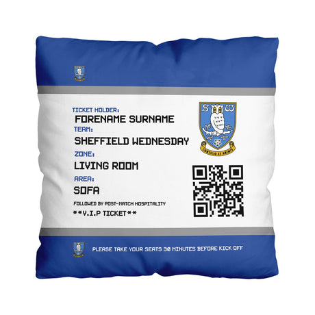 Personalised Sheffield Wednesday FC FD Ticket 18’’ Cushion: 1 - Cushions By Sheffield Wednesday