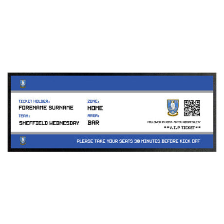 Personalised Sheffield Wednesday FC Ticket Bar Runner: 1 - Barware By Sheffield Wednesday