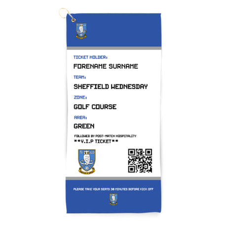 Personalised Sheffield Wednesday FC Ticket Golf Towel: 1 - Golf Towels By Sheffield Wednesday