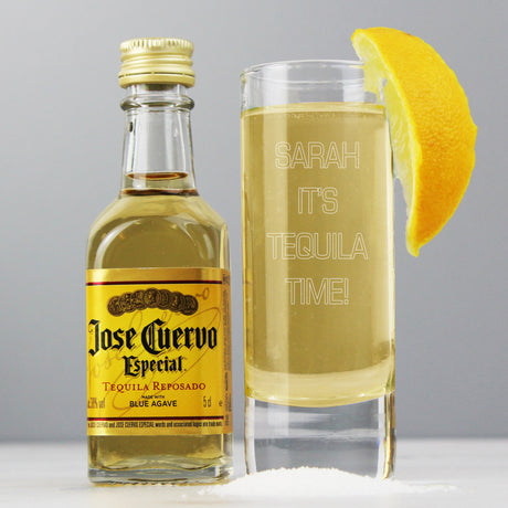 Personalised Shot Glass and Miniature Tequila - Text Only: 1 - Alcohol Sets By Gift Moments