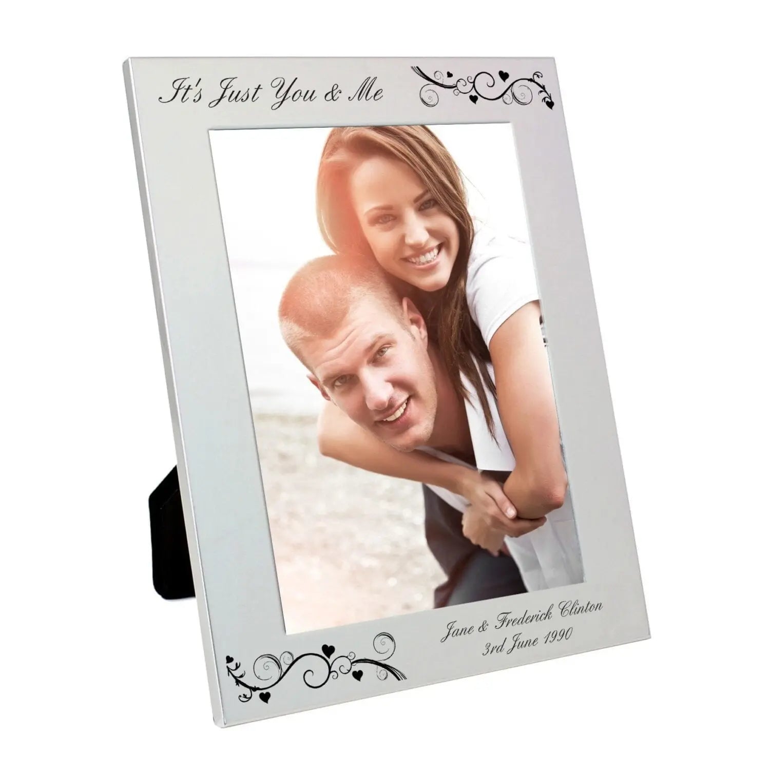 Personalised Silver 5x7 Black Swirl Photo Frame: 2 - Photo Frames By Gift Moments