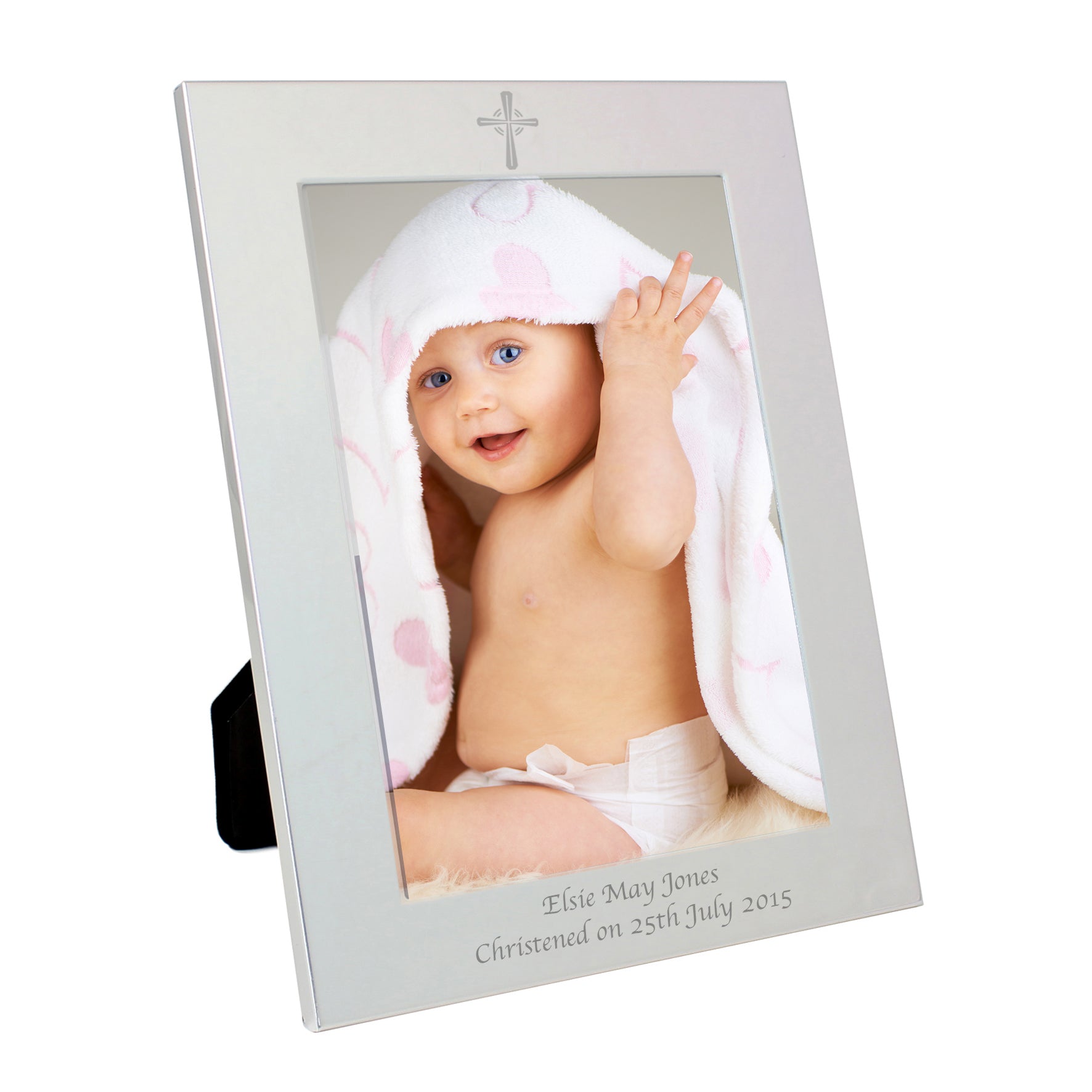 Personalised Silver 5x7 Cross Photo Frame: 5 - Photo Frames By Gift Moments