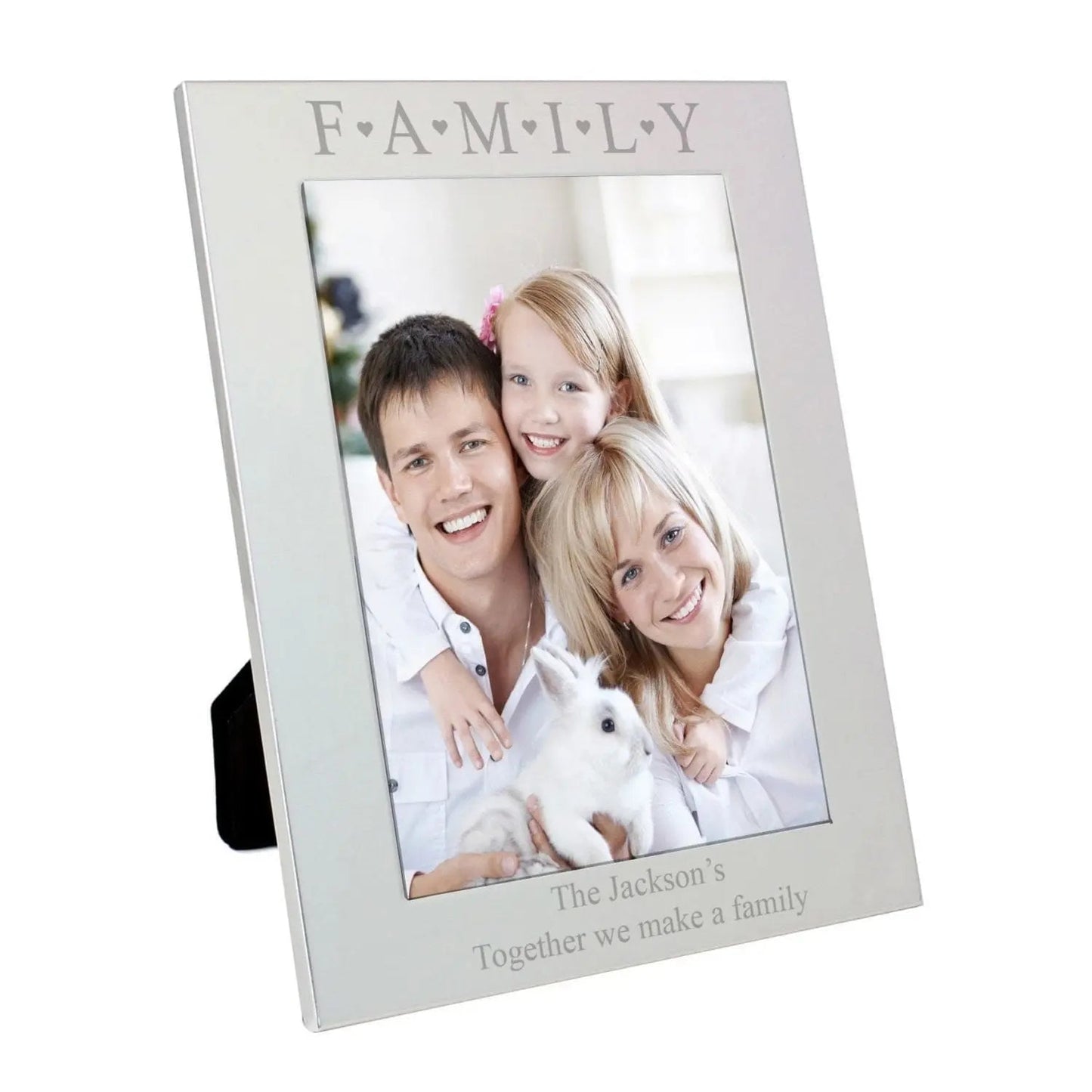 Personalised Silver 5x7 Family & Hearts Photo Frame: 2 - Photo Frames By Gift Moments