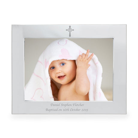 Personalised Silver 5x7 Landscape Cross Photo Frame: 4 - Photo Frames By Gift Moments
