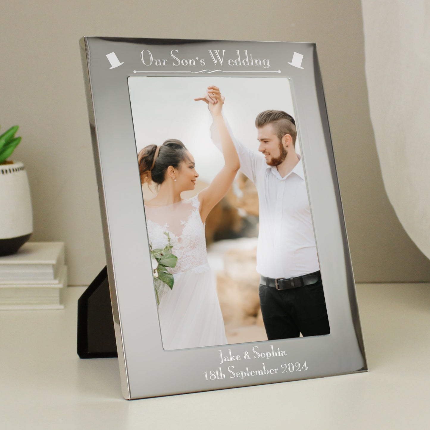 Personalised Silver 5x7 Our Sons Wedding Photo Frame: 2 - Photo Frames By Gift Moments