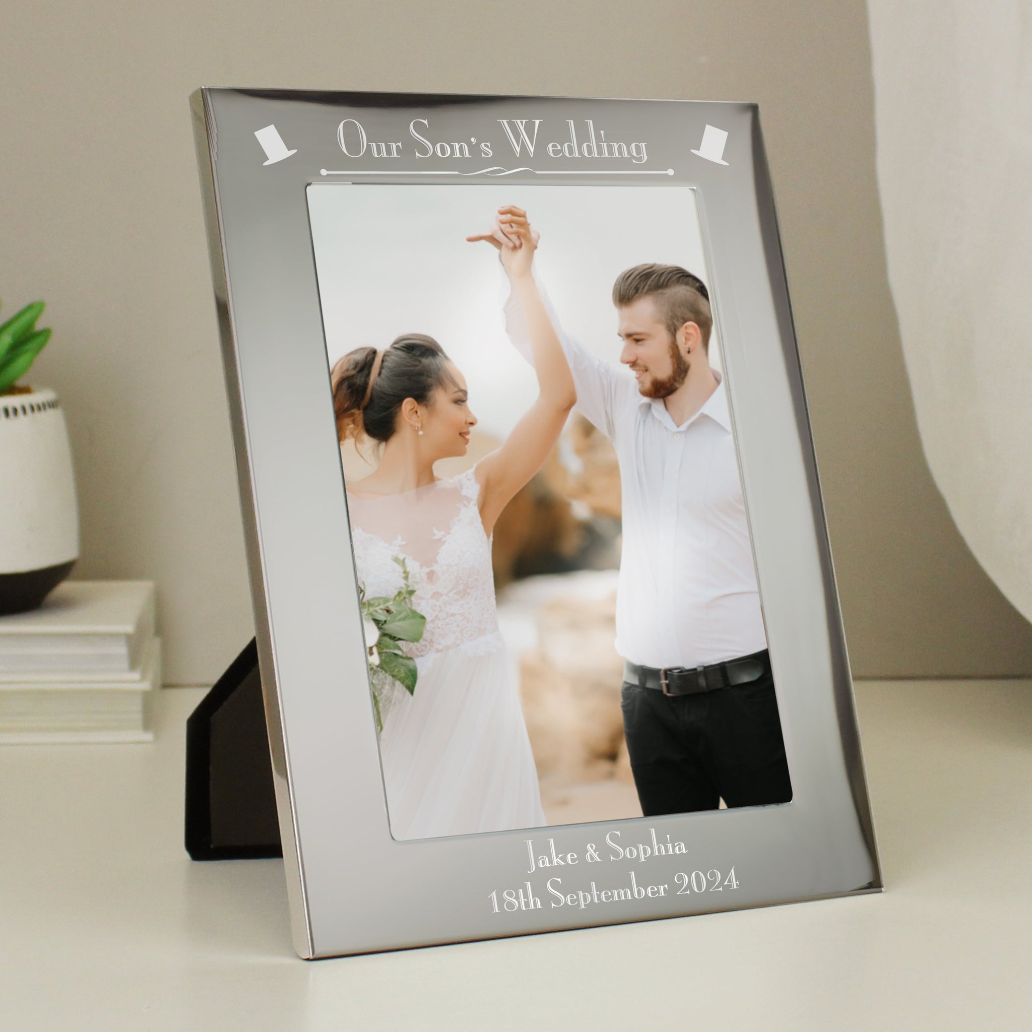 Personalised Silver 5x7 Our Sons Wedding Photo Frame: 2 - Photo Frames By Gift Moments