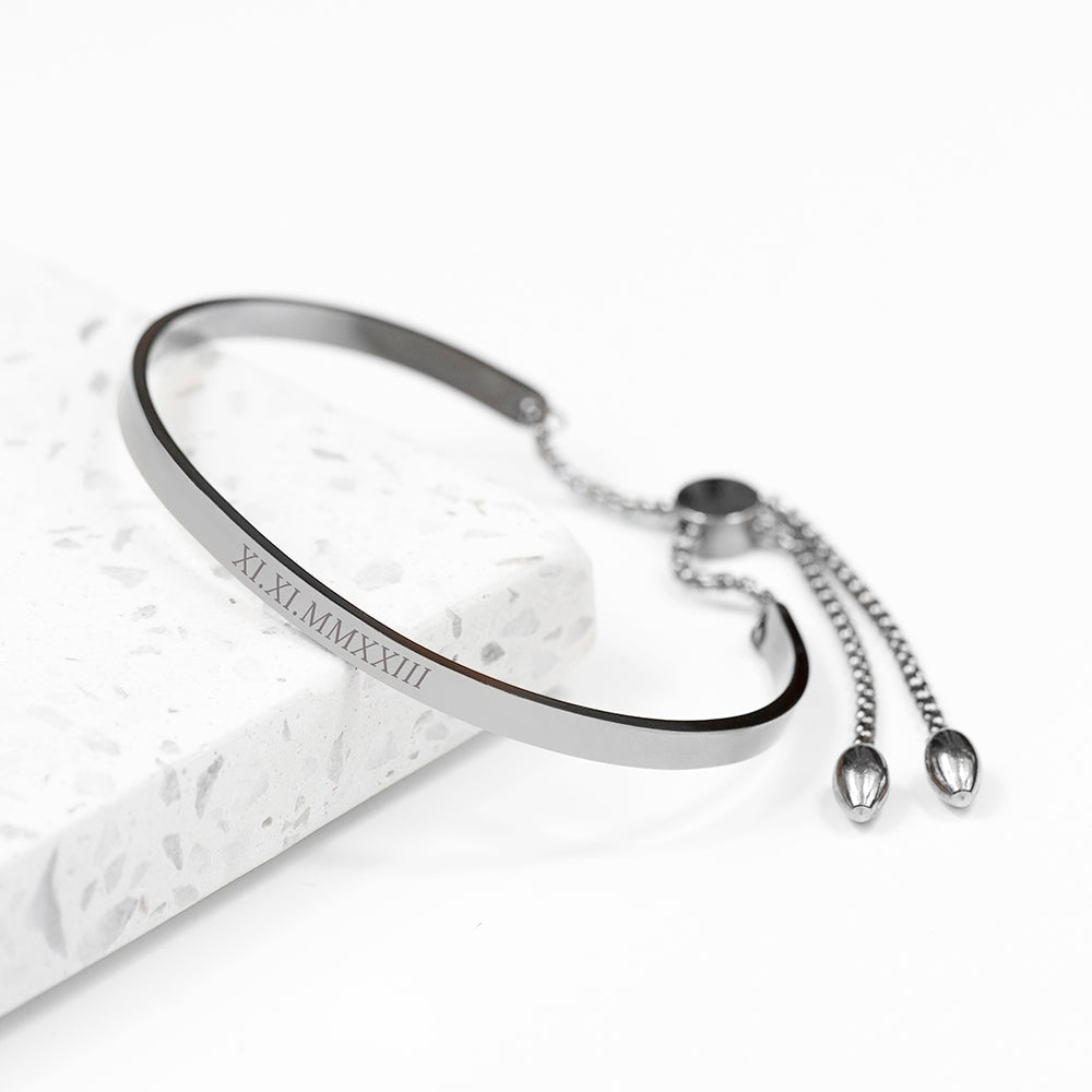 Personalised Silver Affirmation Bangle Bracelet: 1 - Bracelets By Gift Moments