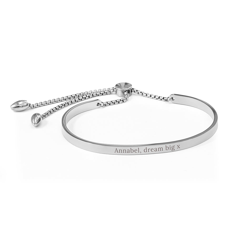 Personalised Silver Affirmation Bangle Bracelet: 5 - Bracelets By Gift Moments