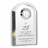 Personalised Silver Anniversary Crystal Clock: 2 Clocks By Gift Moments