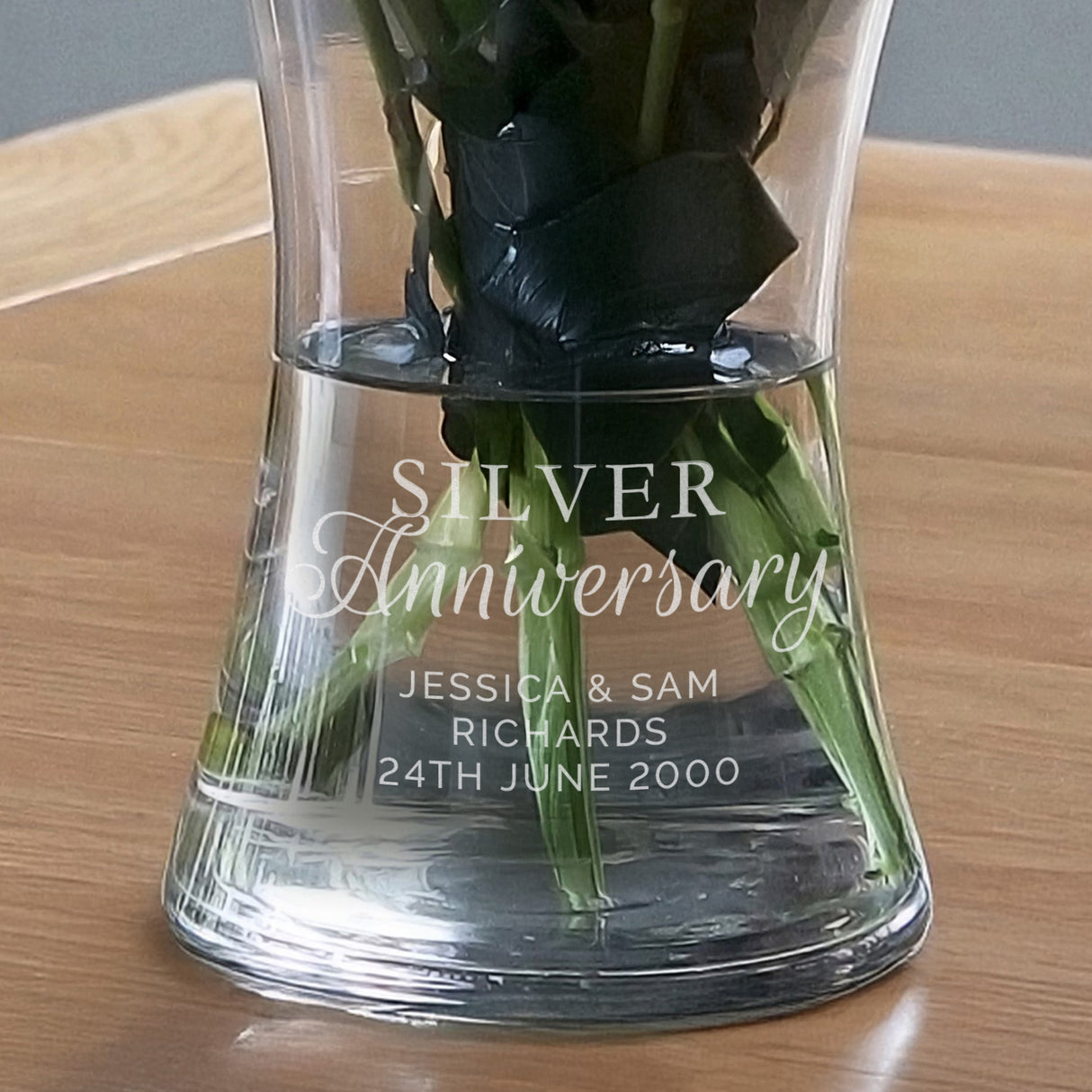 Personalised ’Silver Anniversary’ Glass Vase: 3 Vases By Gift Moments
