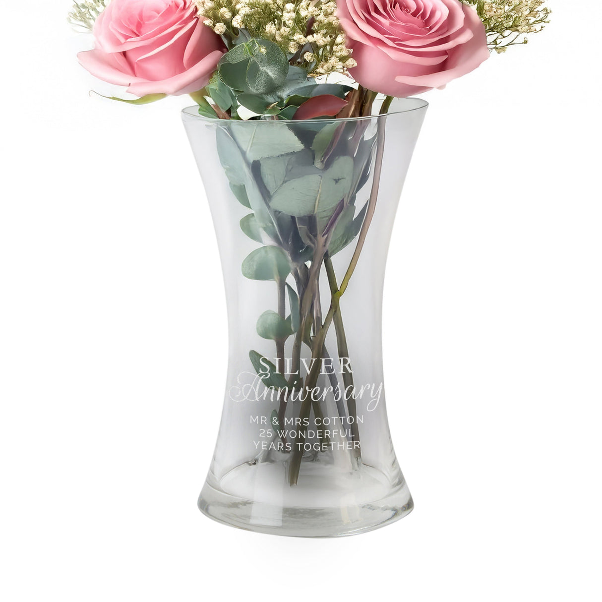 Personalised ’Silver Anniversary’ Glass Vase: 4 Vases By Gift Moments