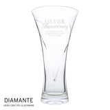 Personalised Silver Anniversary Large Hand Cut Diamante Heart Vase: 3 - Vases By Gift Moments