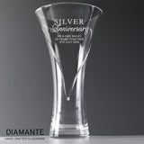 Personalised Silver Anniversary Large Hand Cut Diamante Heart Vase: 1 - Vases By Gift Moments