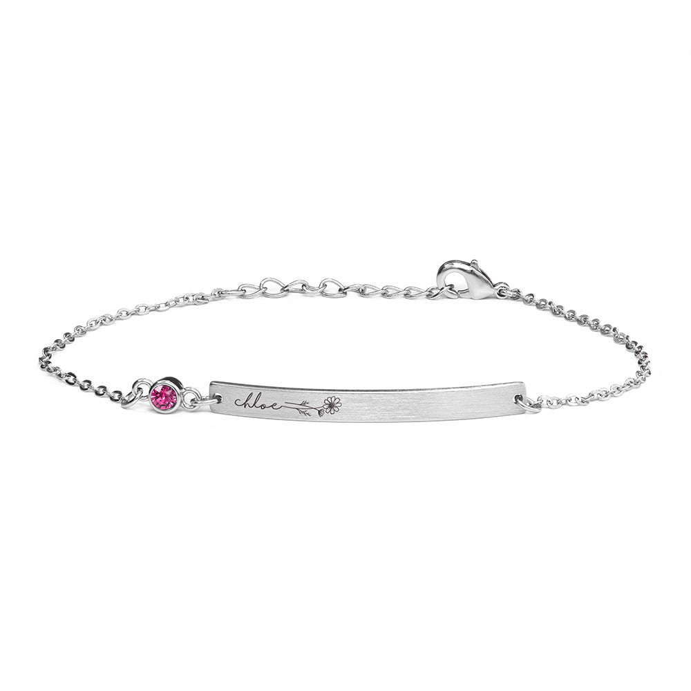 Personalised Silver Birth Flower Swarovski Crystal Bracelets: 21 - Bracelets By Gift Moments